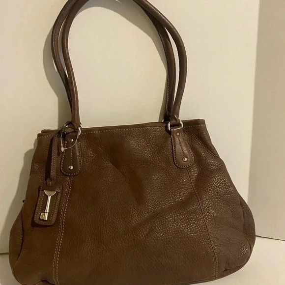 Fossil brown leather satchel handbag - Picture 1 of 12